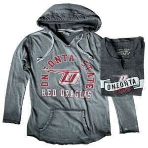 Oneonta Red Dragons Hoodie Women's Small Soft Terry Sweatshirt w/ free T-shirt S